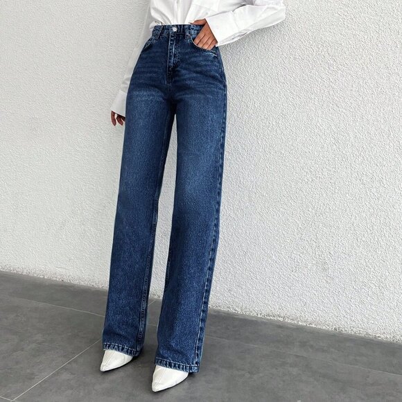 Denim - Dark Wash Women's Zipper Fly Denim Jeans